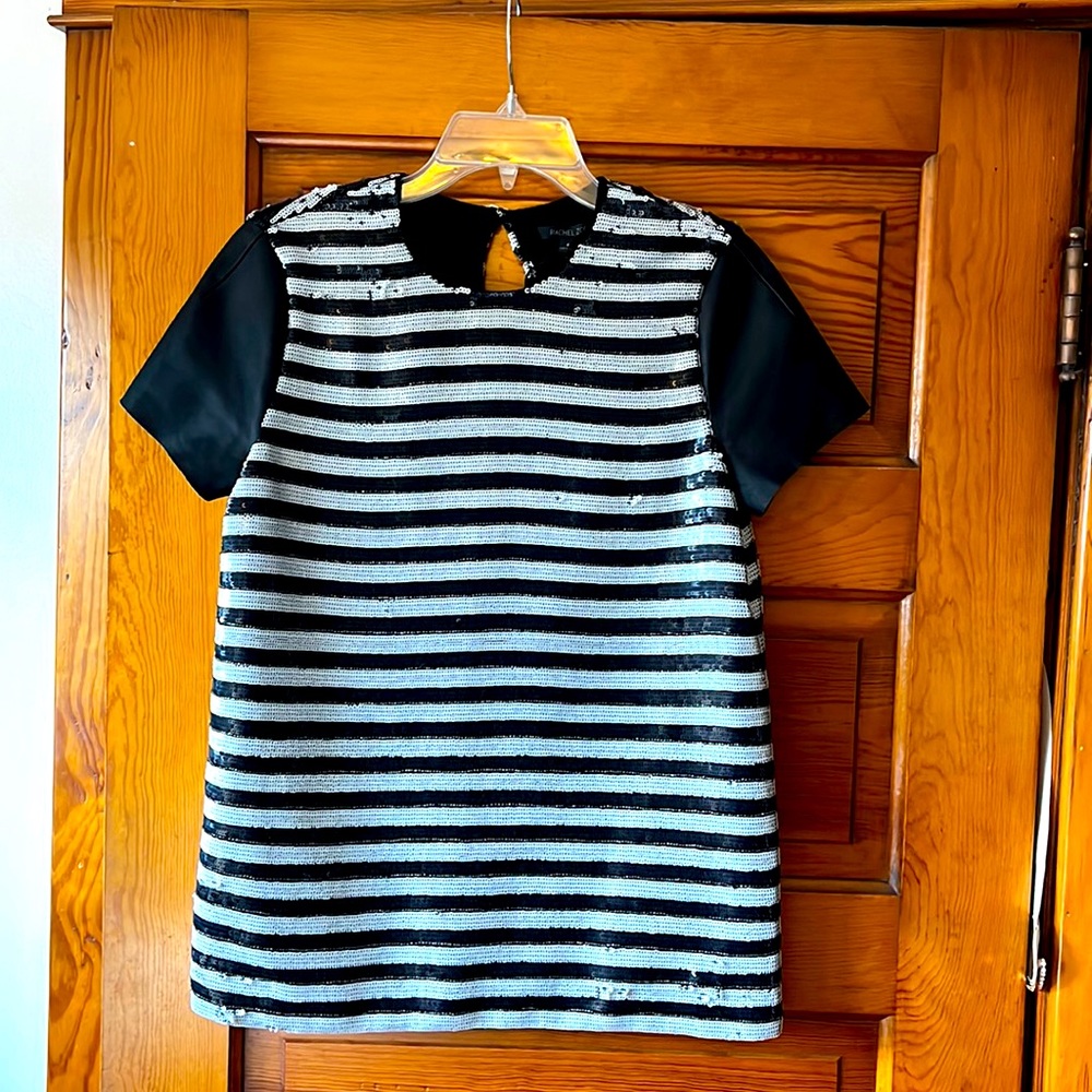 NWT Rachel Zoe Genuine Leather and Sequin Top